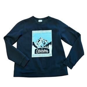 Columbia Women's Medium Black Sweatshirt with Mountain Design
